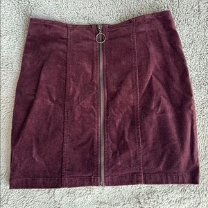 Purple corduroy zip up mini skirt